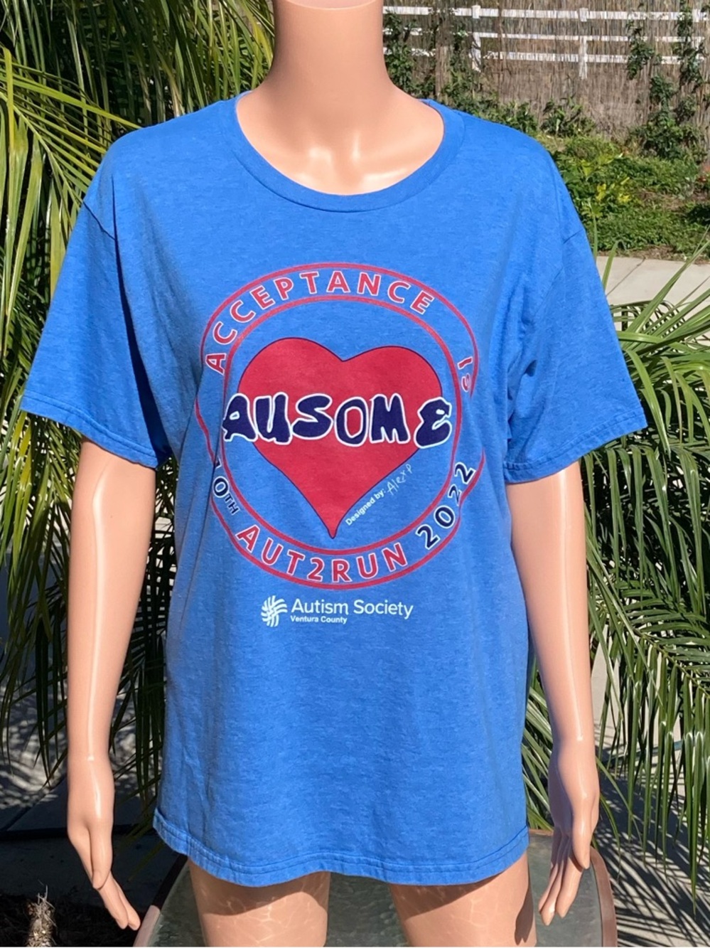 Autism Acceptance Tee Blue Women's Short Sleeve Ausome Graphics New